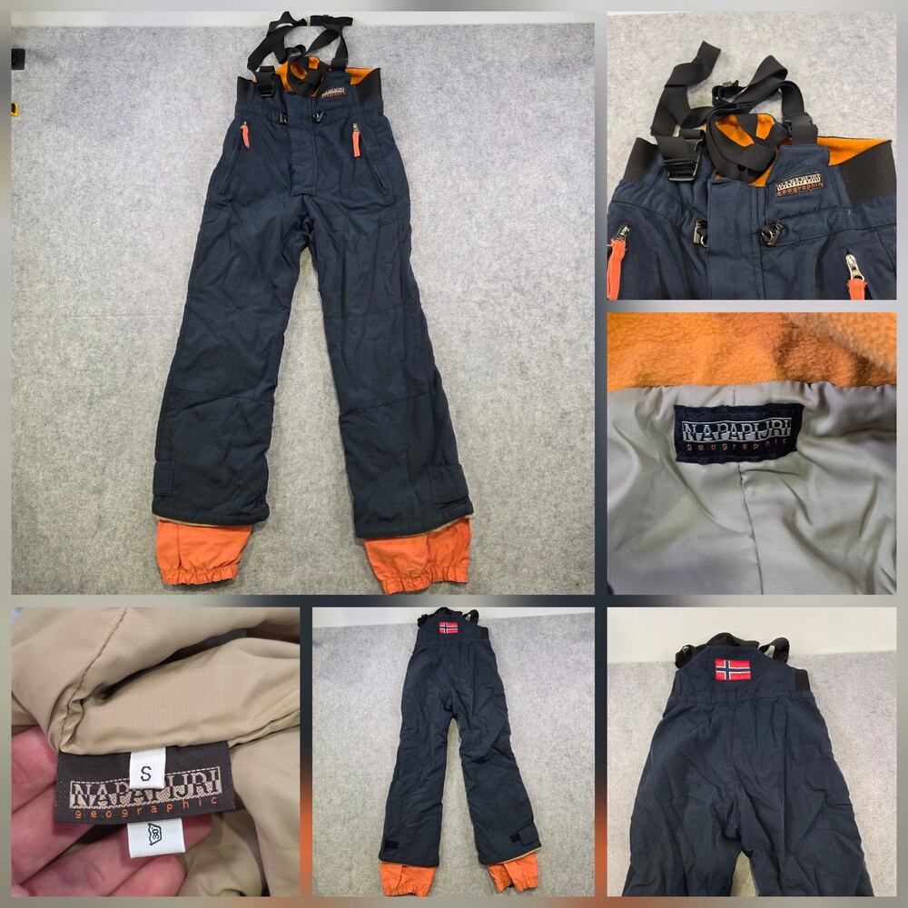 Napapijri‎ Geographic Snow Pants Mens Small Blue Insulated Ski Bib Suspenders